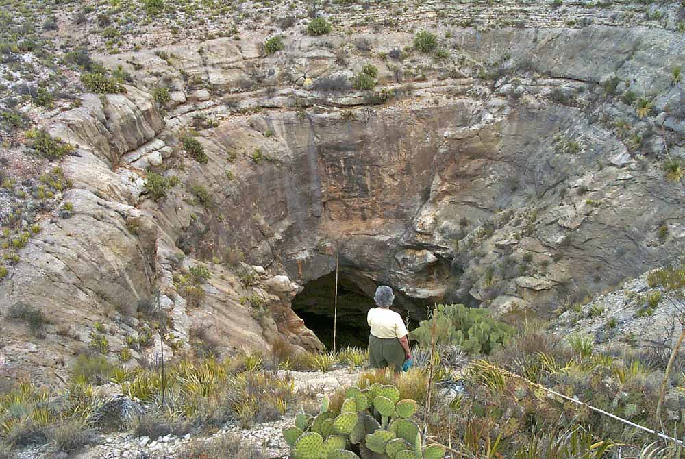 Glenda Kunath at Terlingua Sinkhole, Brewster County,
Texas -   Photo Carl Kunath