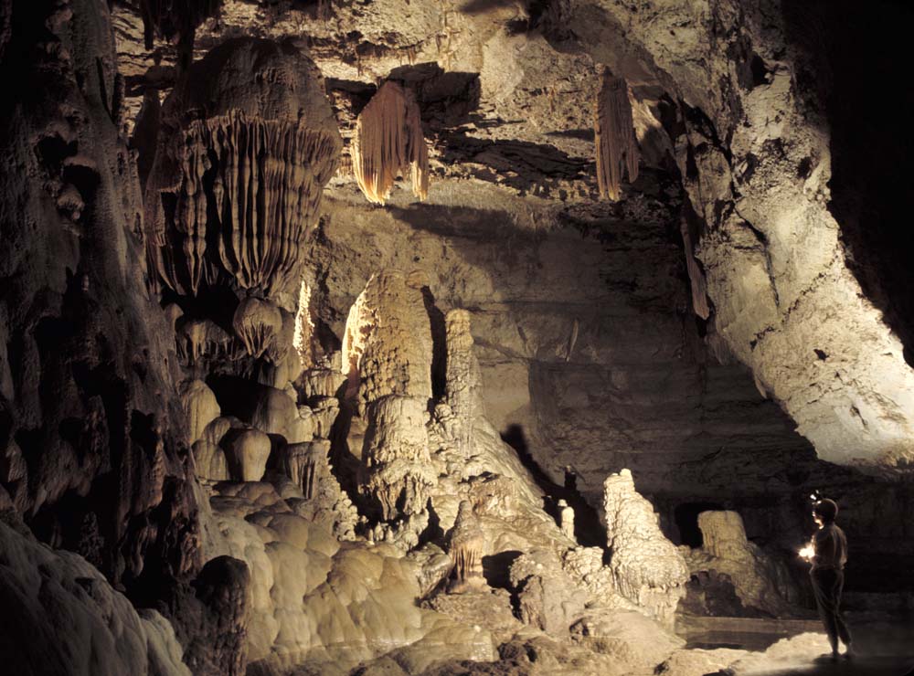 Glenda Kunath in the Castle of the White Giants, 
Natural Bridge Caverns - Photo Carl Kunath