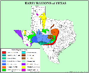 Map of Texas Karst and pseudokarst