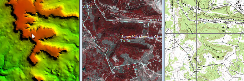 3 synchronized map views